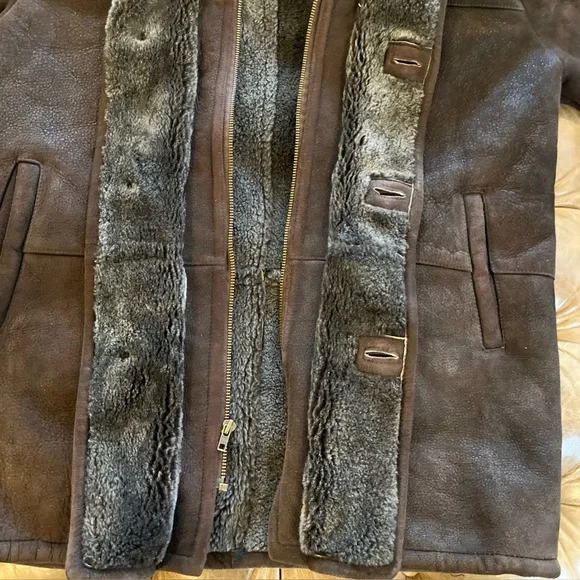 Bod & Christensen ShearlingSheepskin Leather Brown Jacket Men'sLarge Rancher